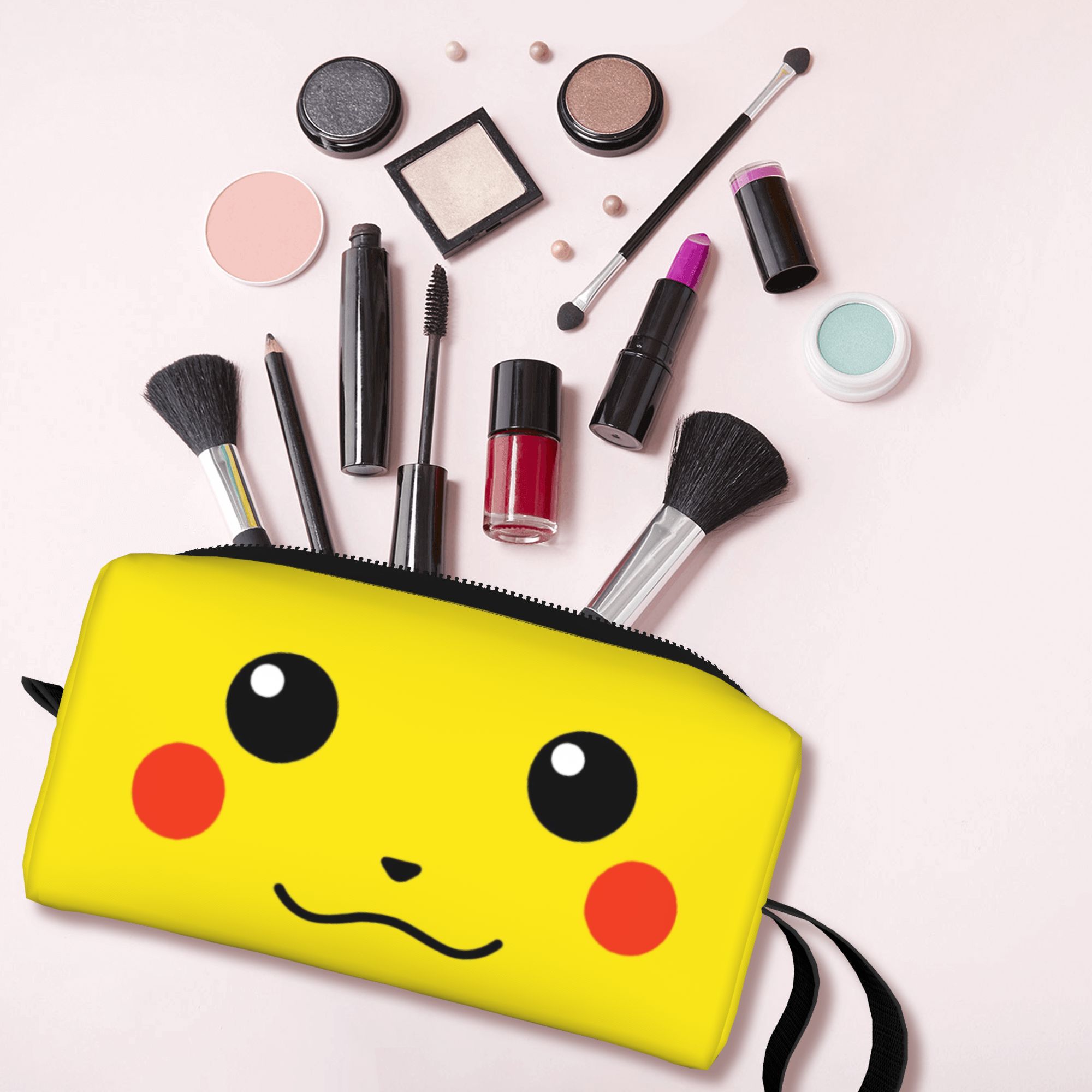Beauty Makeup Kit Box - 맞춤형 포켓몬 P-피카츄 여성용 화장품 가방,