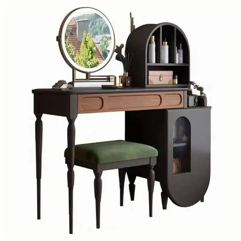Beauty Makeup Vanity Set - 블랙 화장대 서랍 스툴 대형 뷰티