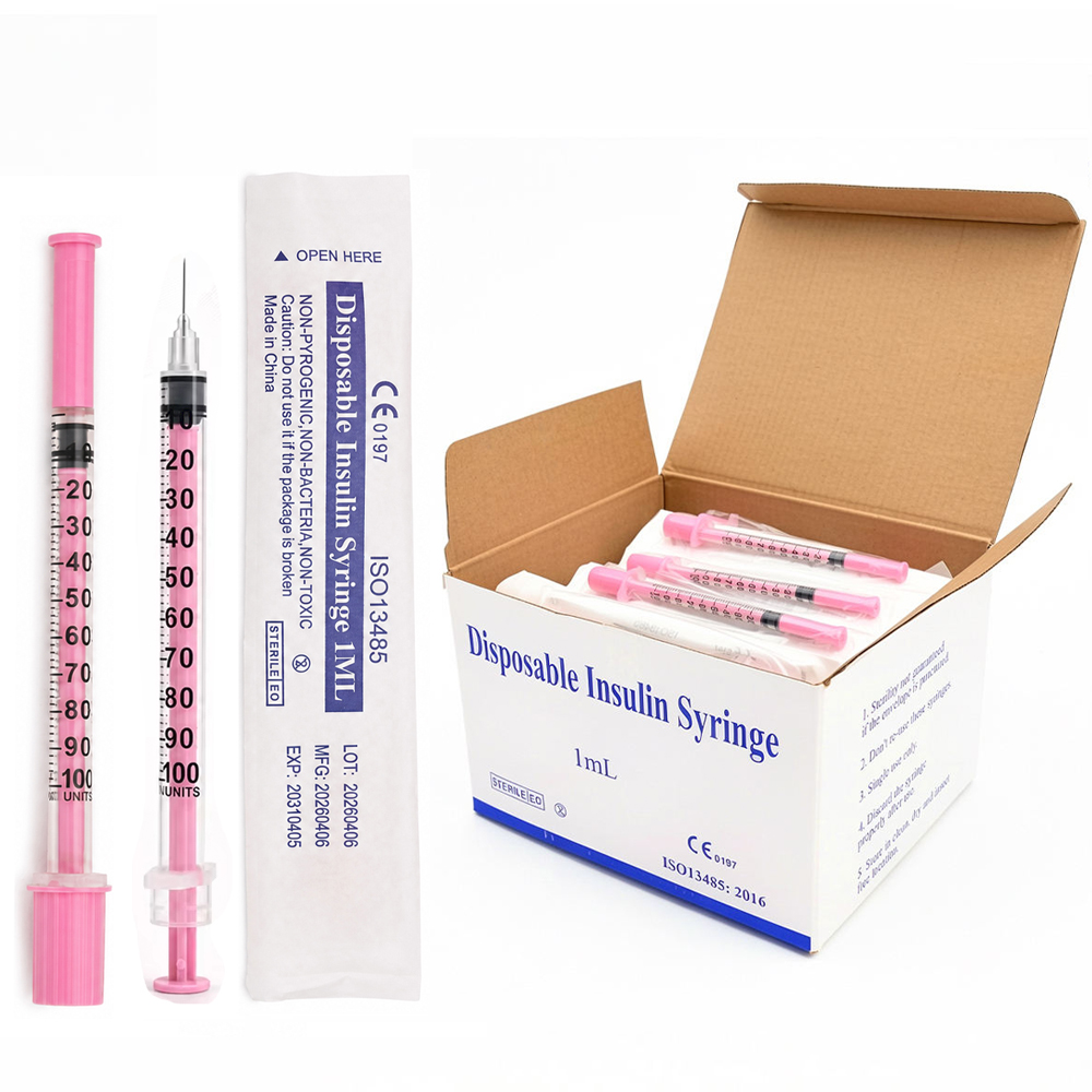 Beauty Makeup Organizer - 100개/박스 뷰티용 1ml 핑크 인슐린 주사기