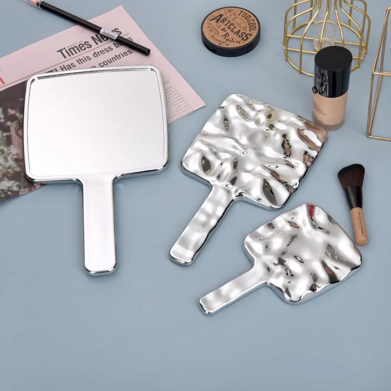 Beauty Makeup Hd - 1PC S/M 빈티지 핸들 메이크업 거울