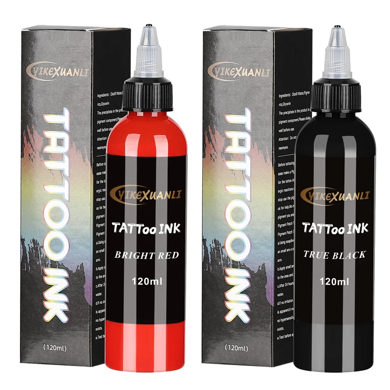 Beauty Makeup Kit Box - 120ml 레드/블랙 문신 잉크 안료 상자