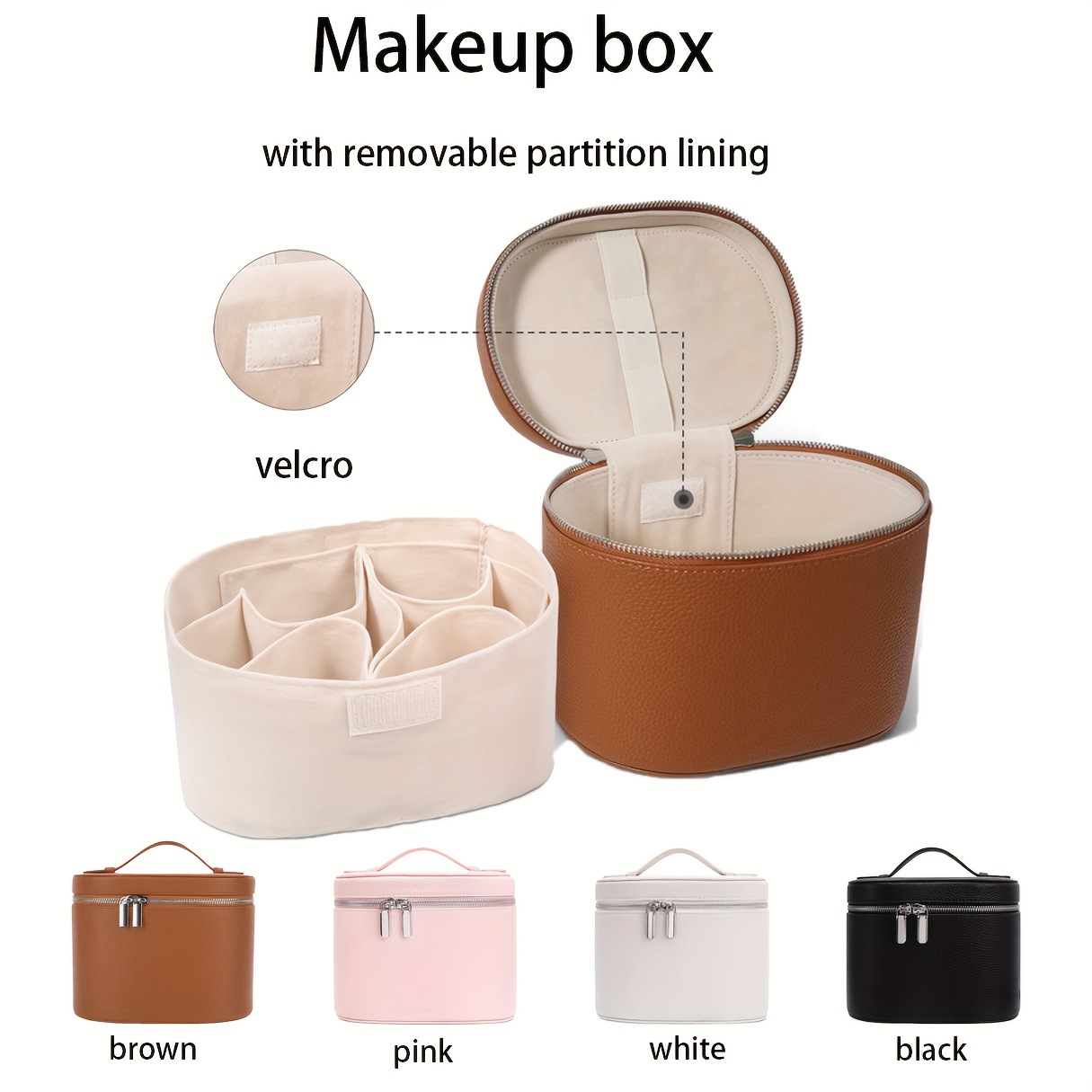 Beauty Makeup Box - 대용량 PU 가죽 메이크업 가방 휴대용