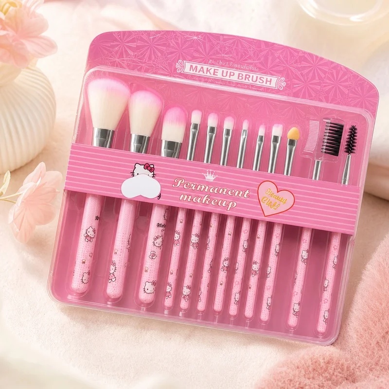 헬로 키티 12피스 메이크업 브러쉬 세트 귀여운 핑크  - Beauty Makeup Background 리뷰 및 가격