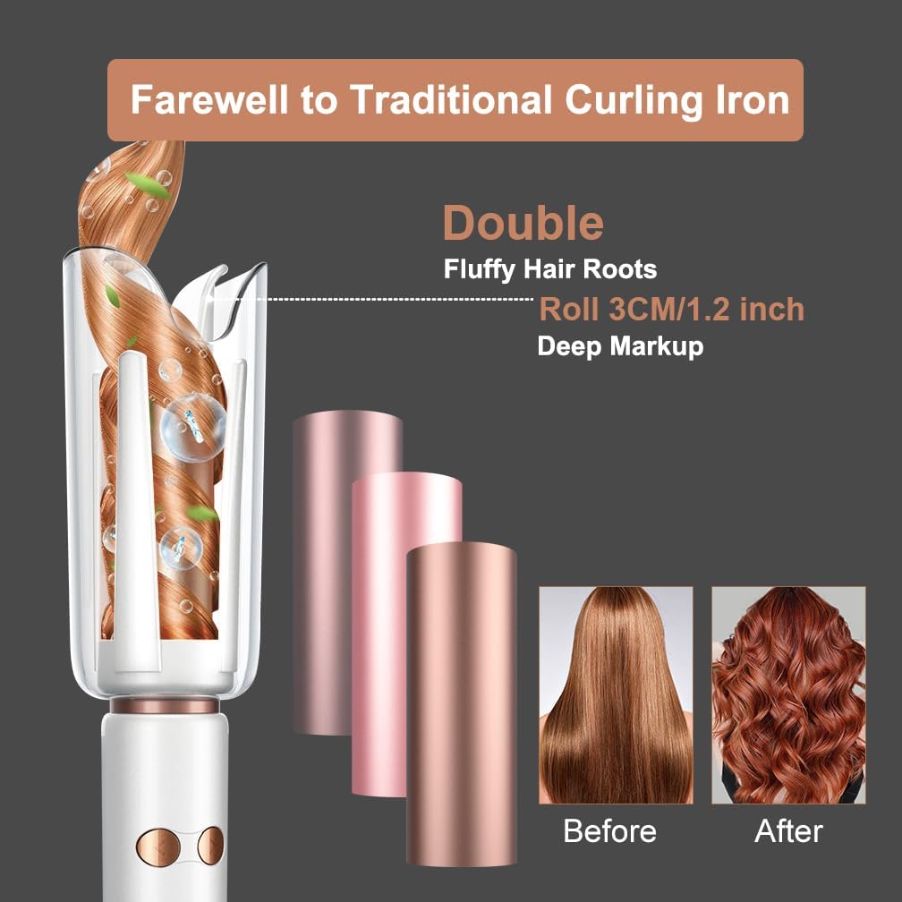 자동 회전 컬링 아이언-비치 웨이브 컬링 완드, 풍성한 - Hair Curling Wand 리뷰 및 가격