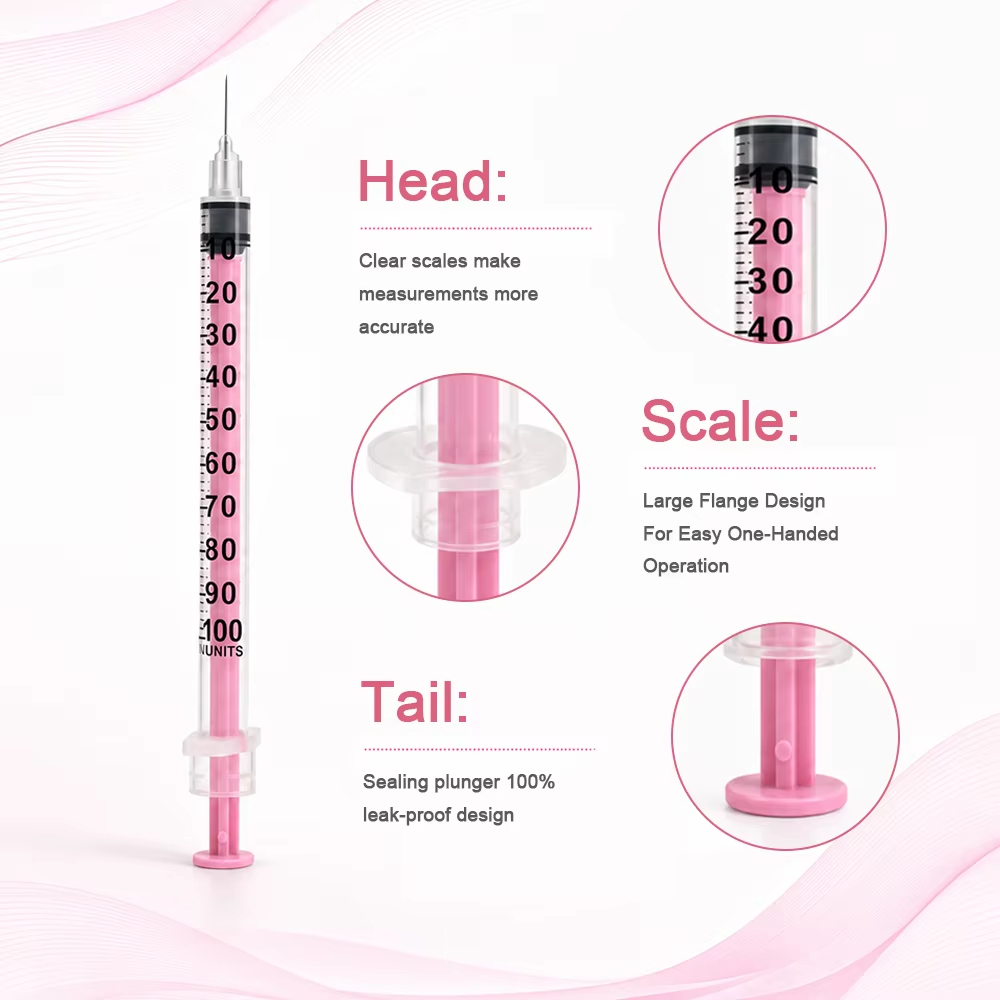 100개/박스 뷰티용 1ml 핑크 인슐린 주사기 30G - Beauty Makeup Organizer 리뷰 및 가격