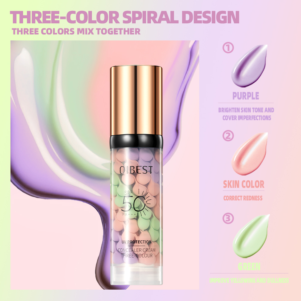 QIBEST 페이스 메이크업 프라이머 트라이컬러 크림  - Beauty Makeup Foundation 리뷰 및 가격