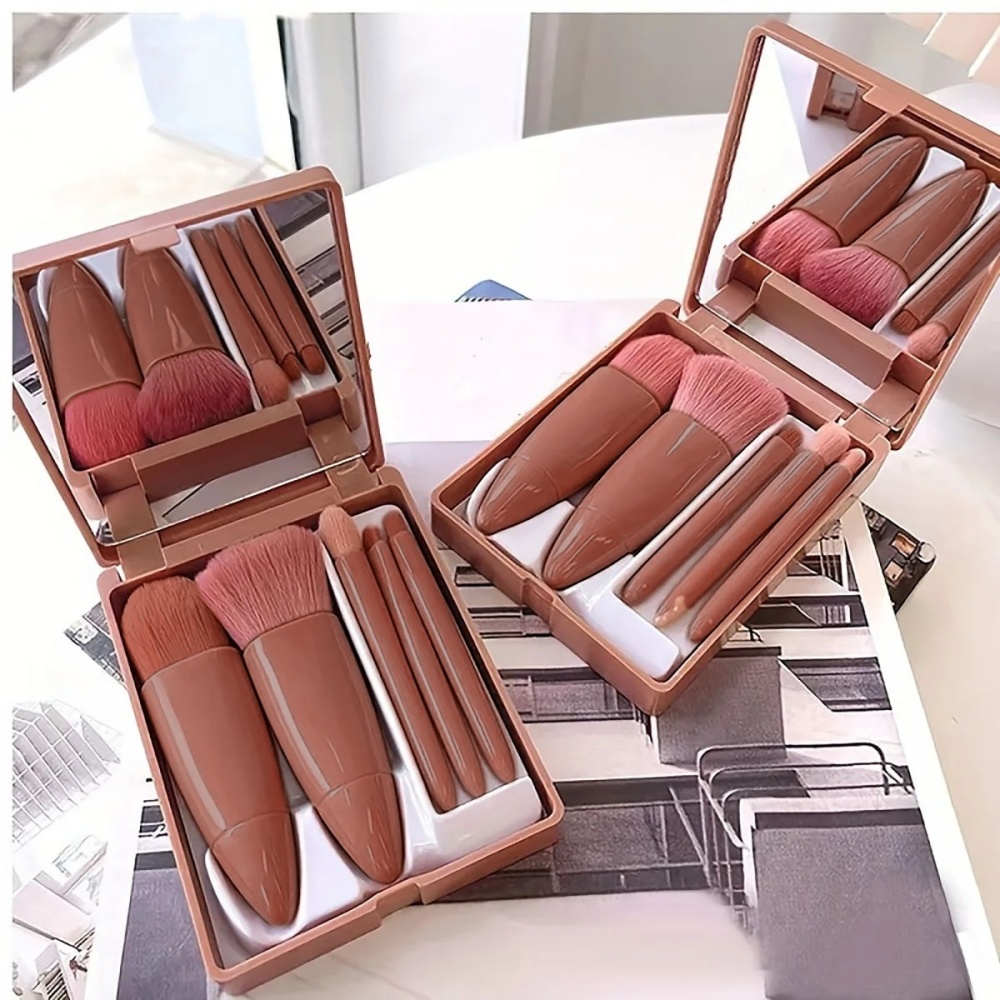 5개입 휴대용 화장 브러쉬 세트(거울 상자 포함) 미니 - Beauty Makeup Kit Box 리뷰 및 가격